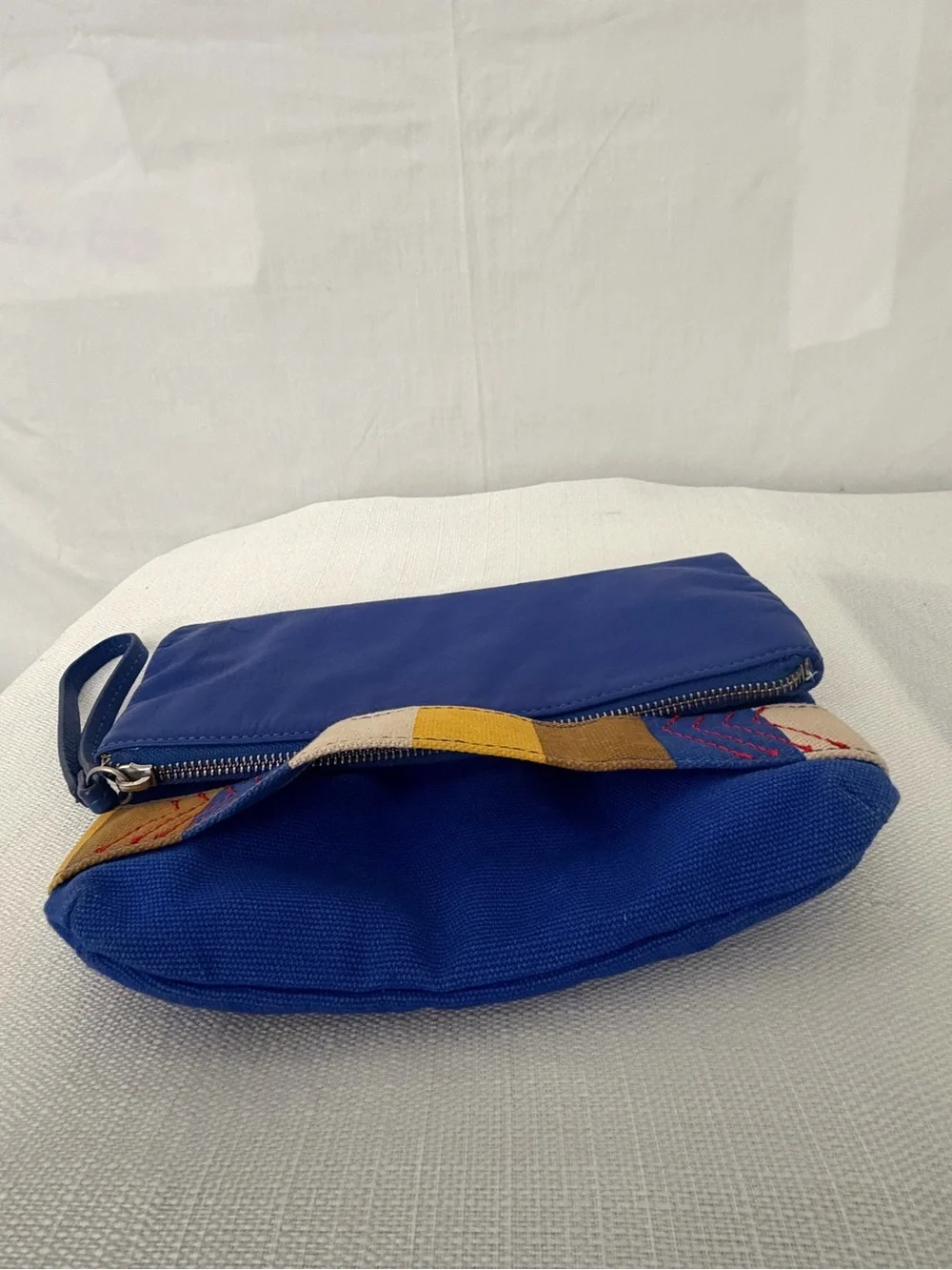 Nixon Tribu Clutch Blue Canvas Leather Wristlet Bag (F272)
